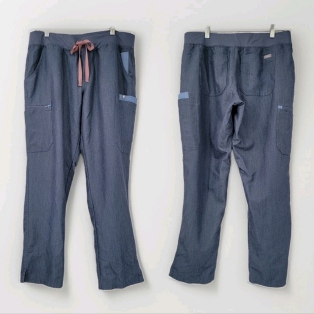 Figs Yola‎ Scrub Cargo Pants Women's Large Blue Gray Healthcare Nursing Workwear